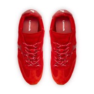 Larroude Stella Sneaker In Scarlet Suede And Blood Red Leather