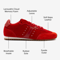 Larroude Stella Sneaker In Scarlet Suede And Blood Red Leather