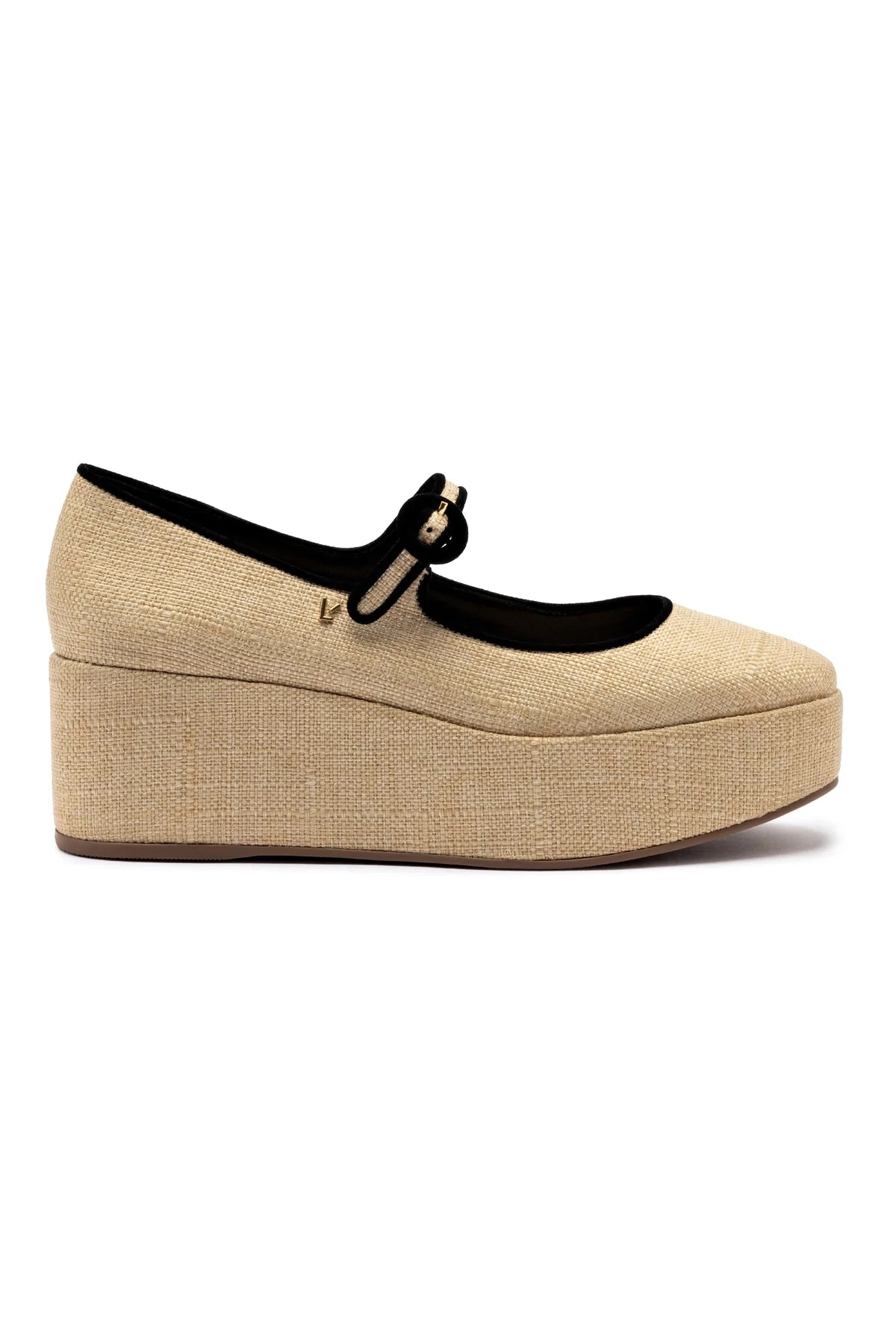 Larroude Blair Flatform In Beige Raffia