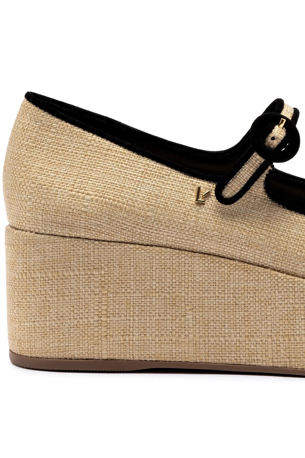 Larroude Blair Flatform In Beige Raffia