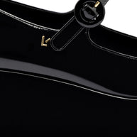 Larroude Blair Flatform In Black Patent Leather