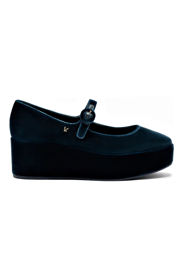 Larroude Blair Flatform In Deepsea Velvet