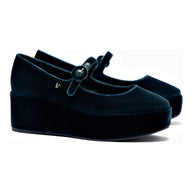 Larroude Blair Flatform In Deepsea Velvet
