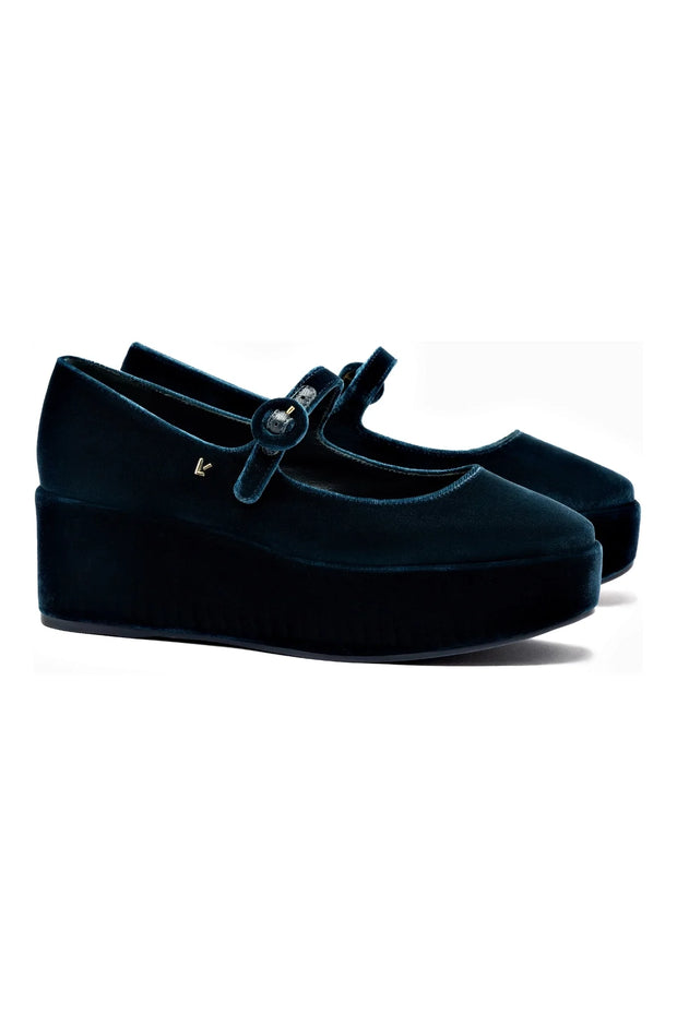 Larroude Blair Flatform In Deepsea Velvet