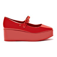 Larroude Blair Flatform In Scarlet Patent Leather