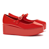 Larroude Blair Flatform In Scarlet Patent Leather