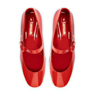 Larroude Blair Flatform In Scarlet Patent Leather