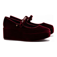 Larroude Blair Flatform In Wine Velvet