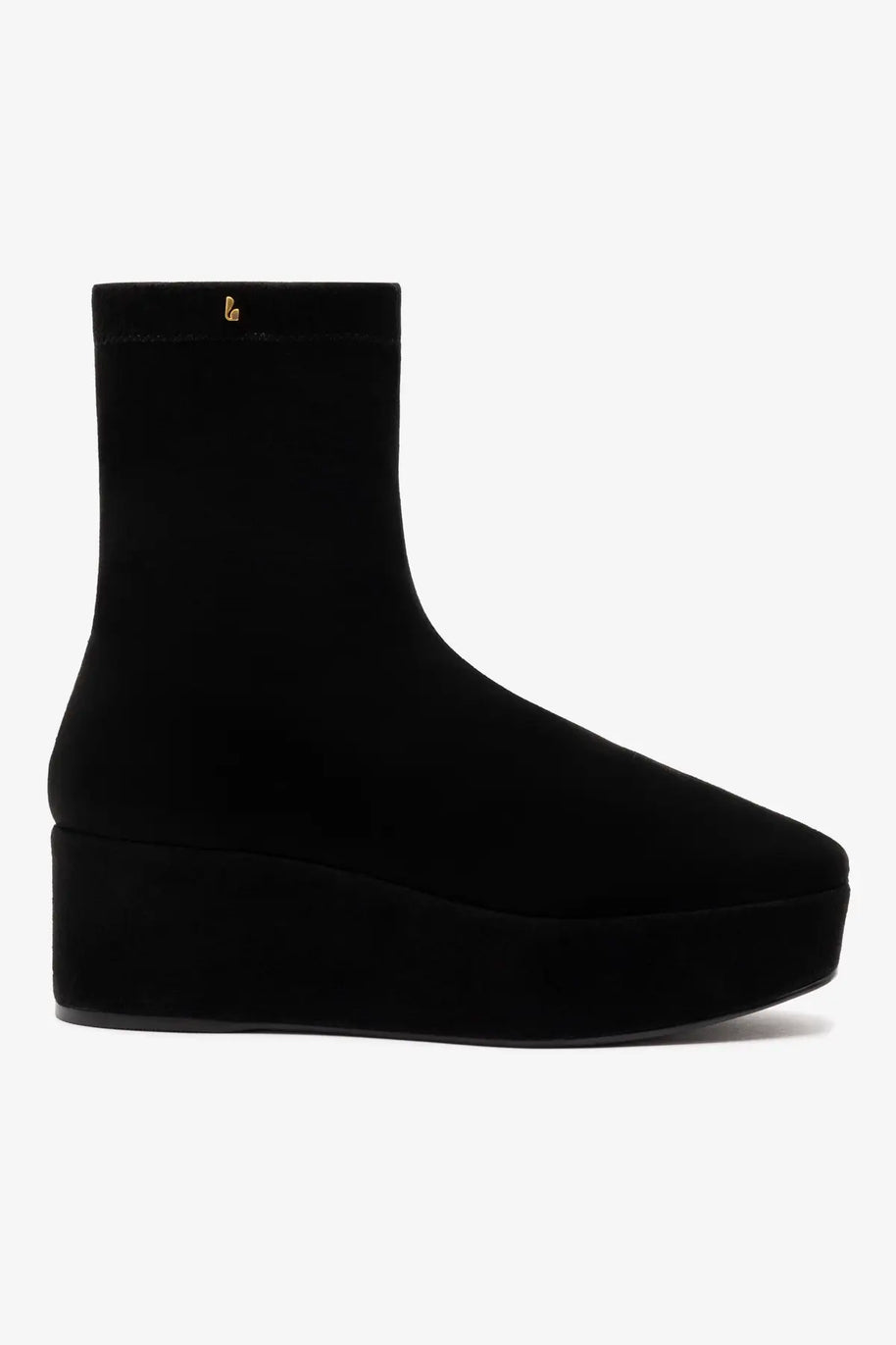 Larroude Dani Flatform Boot In Black Suede