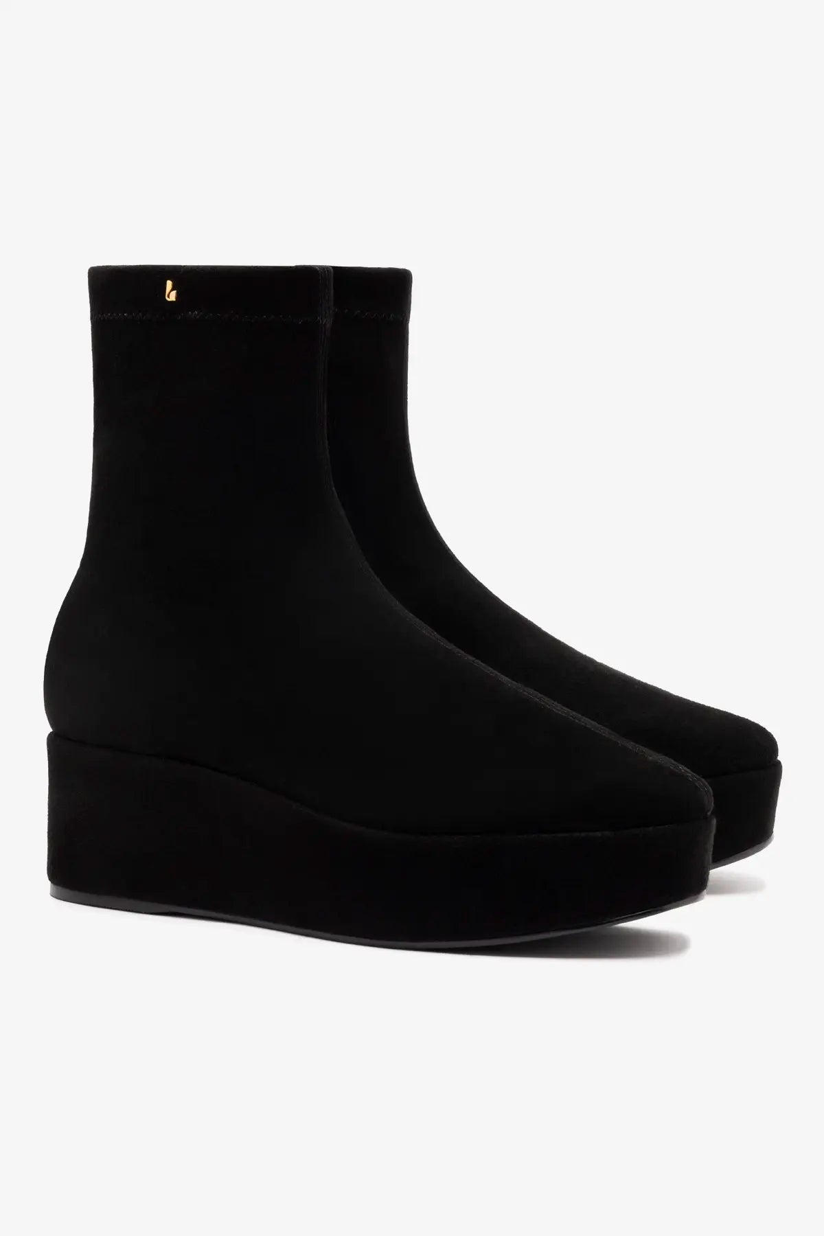 Larroude Dani Flatform Boot In Black Suede
