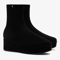 Larroude Dani Flatform Boot In Black Suede