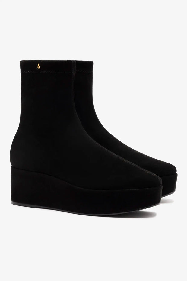 Larroude Dani Flatform Boot In Black Suede