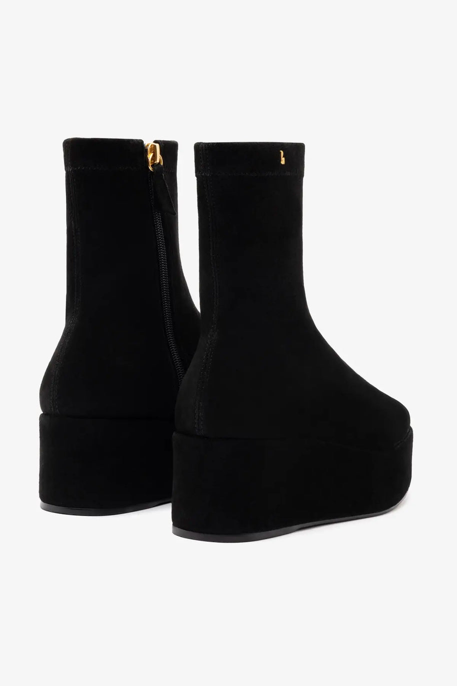 Larroude Dani Flatform Boot In Black Suede