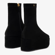 Larroude Dani Flatform Boot In Black Suede