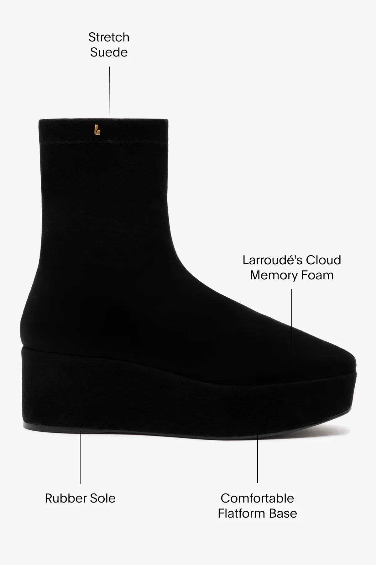 Larroude Dani Flatform Boot In Black Suede