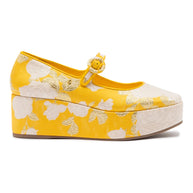 Larroudé X Markarian Blair Flatform In Yellow Floral Brocade