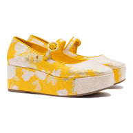 Larroudé X Markarian Blair Flatform In Yellow Floral Brocade