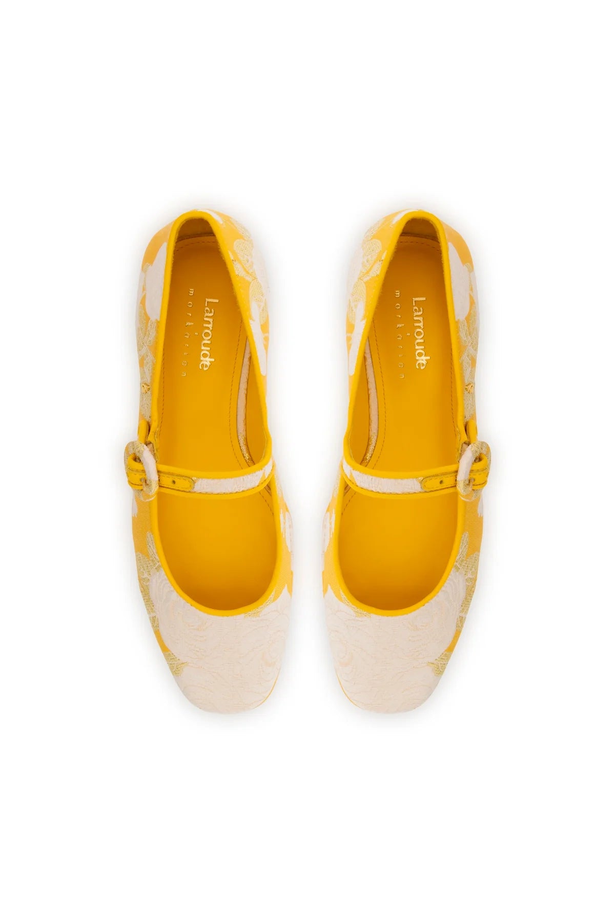 Larroudé X Markarian Blair Flatform In Yellow Floral Brocade