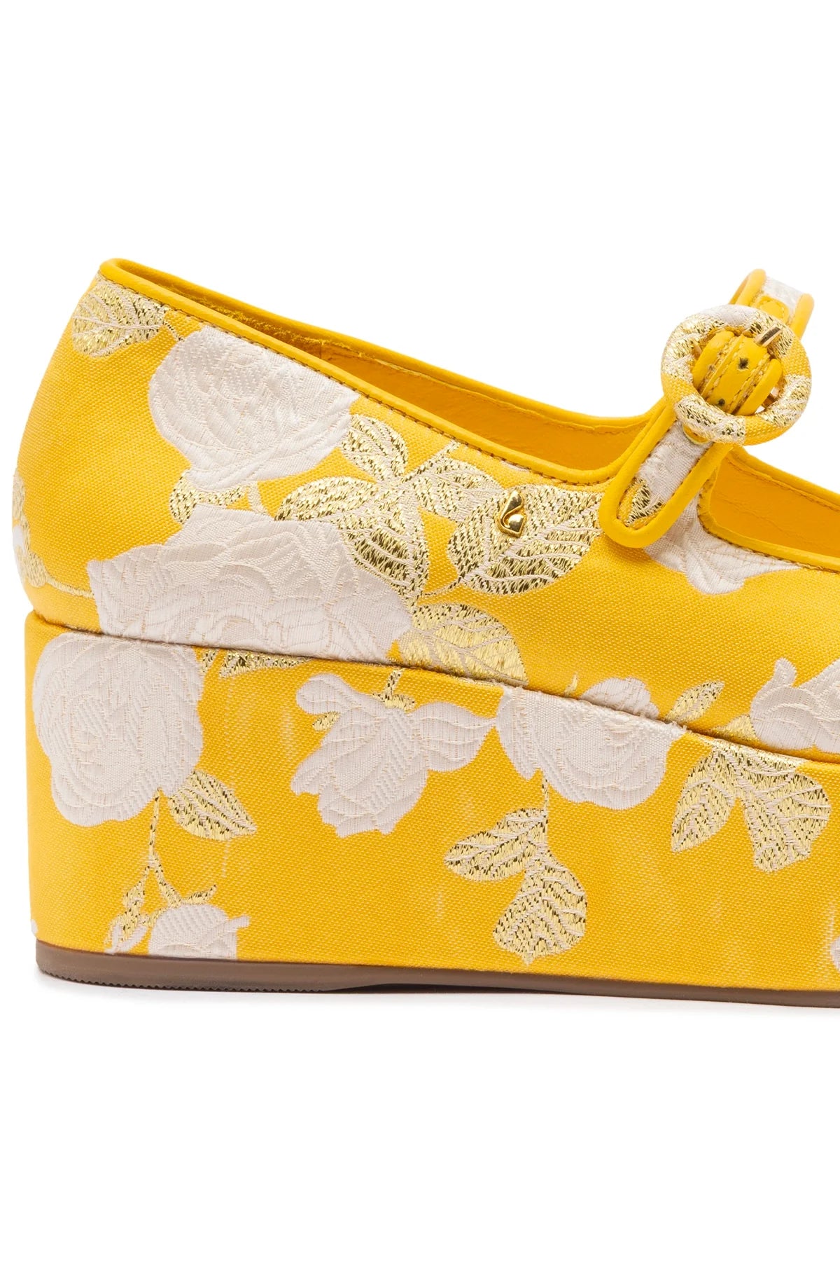 Larroudé X Markarian Blair Flatform In Yellow Floral Brocade