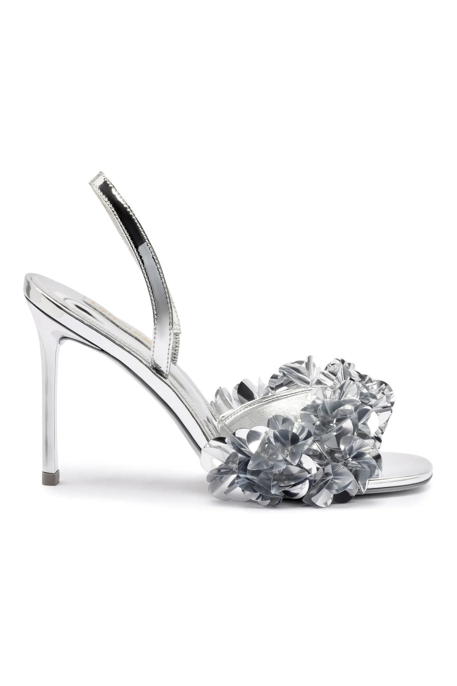 Larroude Morgan Sandal In Silver Specchio