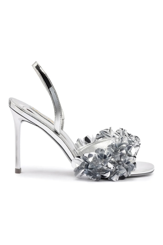 Larroude Morgan Sandal In Silver Specchio