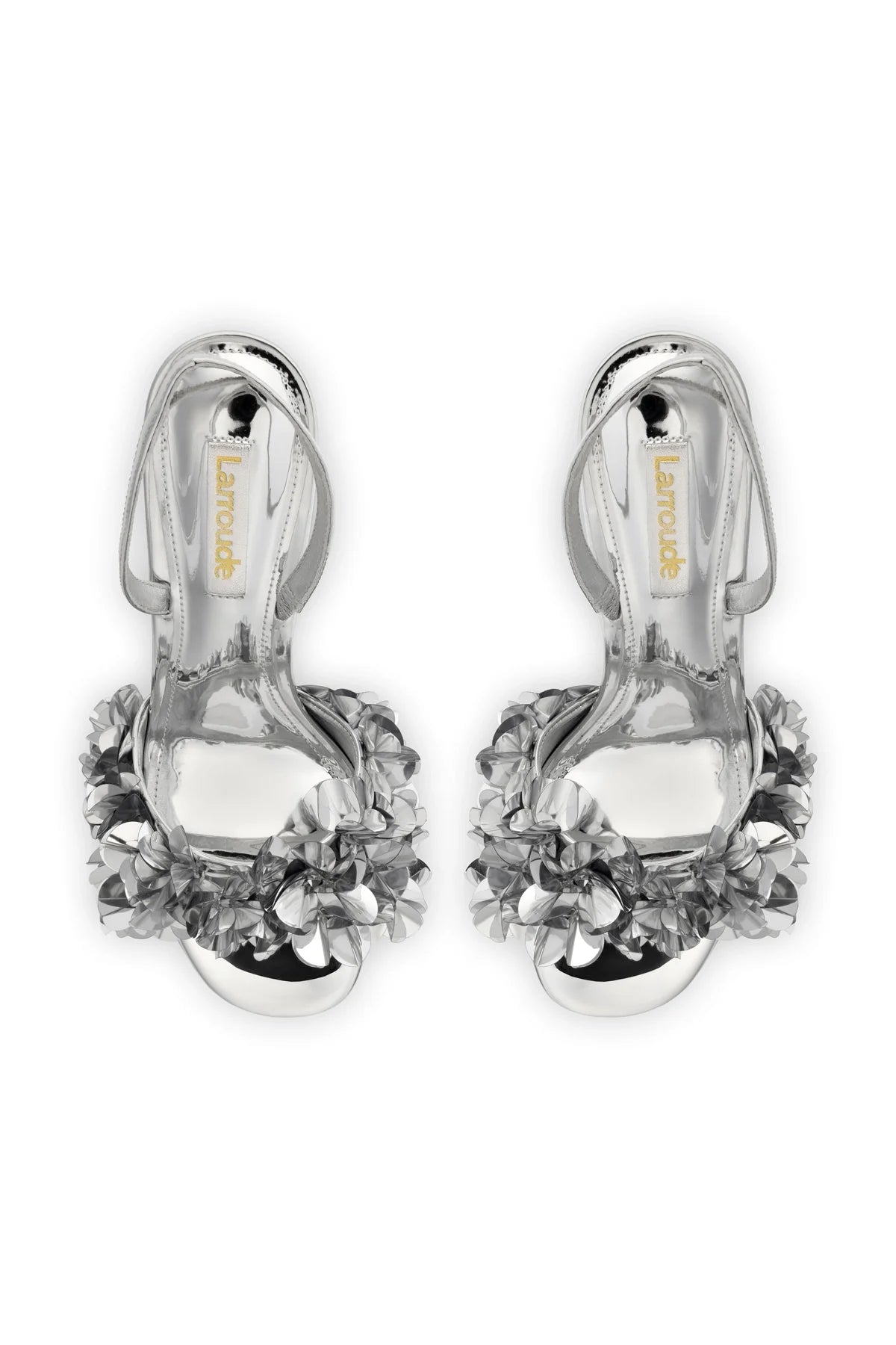 Larroude Morgan Sandal In Silver Specchio