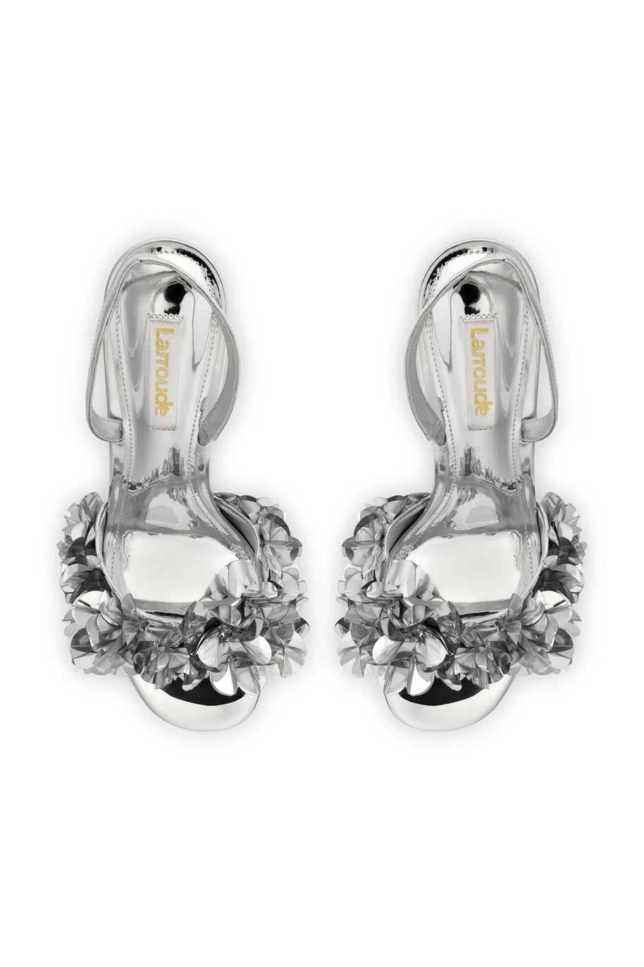 Larroude Morgan Sandal In Silver Specchio