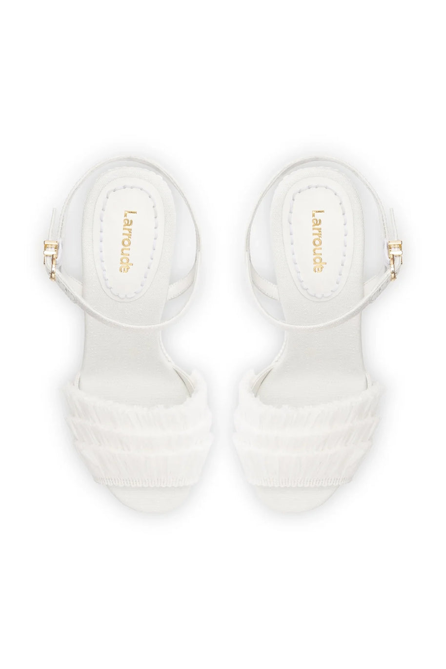 Larroude Yves Fringe Wedge In White Raffia