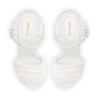 Larroude Yves Fringe Wedge In White Raffia