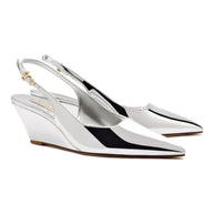 Larroude Loulou Pump In Silver Specchio