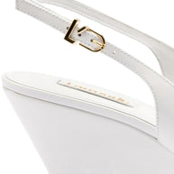 Larroude Loulou Pump In White Patent Leather