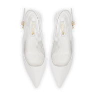 Larroude Loulou Pump In White Patent Leather