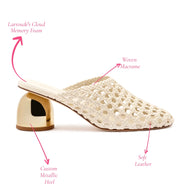 Larroude Dew Drop Macrame Mule In Ivory Leather