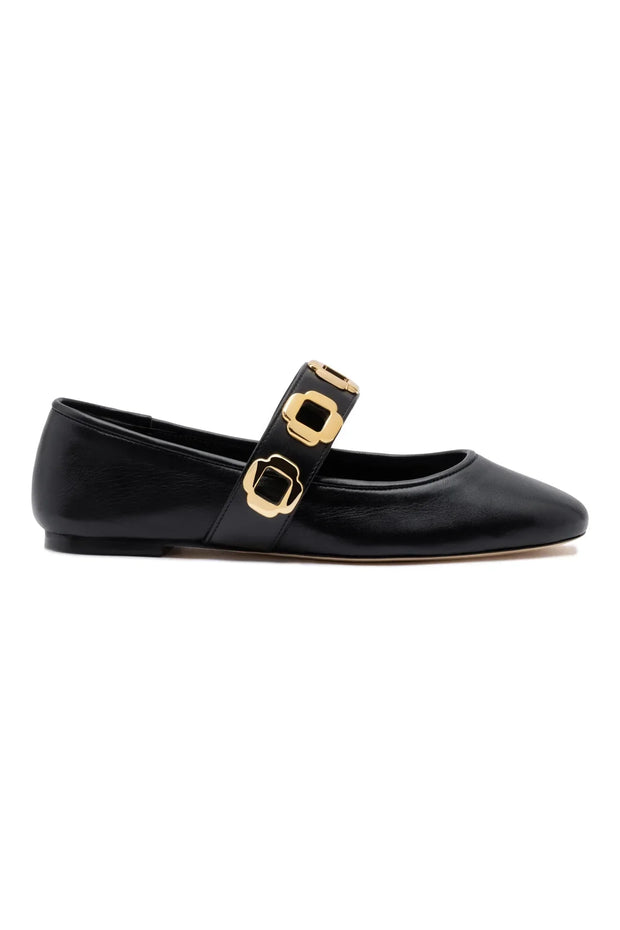 Larroude Milan Ballet Flat In Black Leather