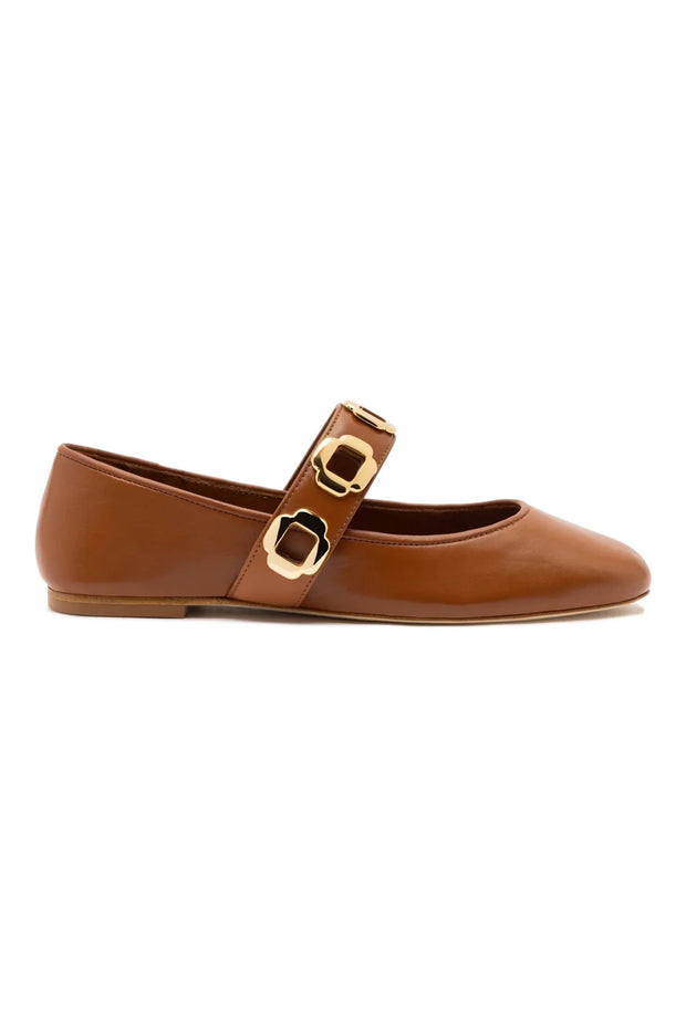 Larroude Milan Ballet Flat In Caramel Leather