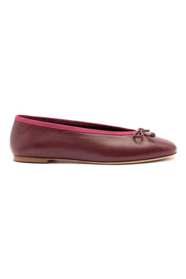 Larroude Pavlova Ballet Flat In Burgundy Leather
