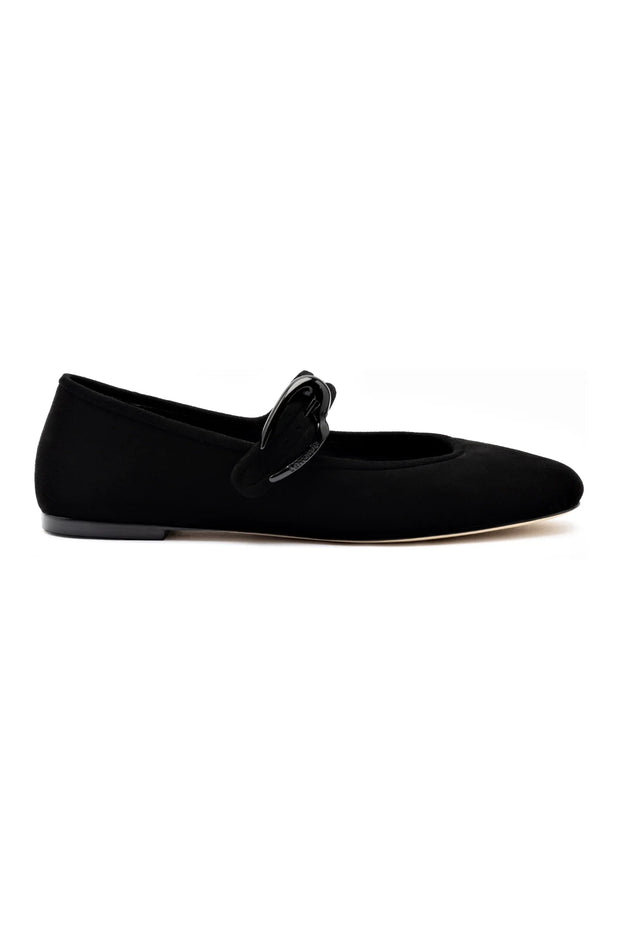 Larroude Verona Ballet Flat In Black Suede