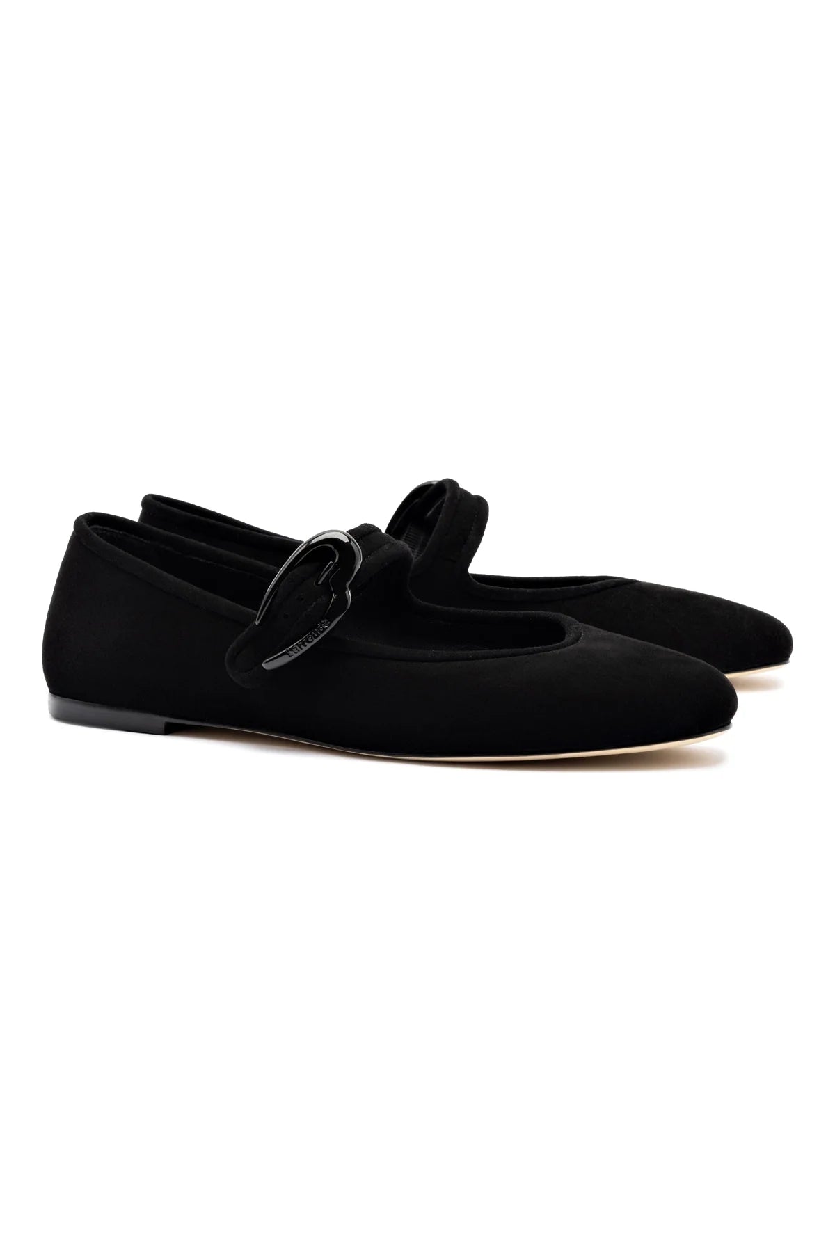 Larroude Verona Ballet Flat In Black Suede