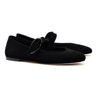 Larroude Verona Ballet Flat In Black Suede
