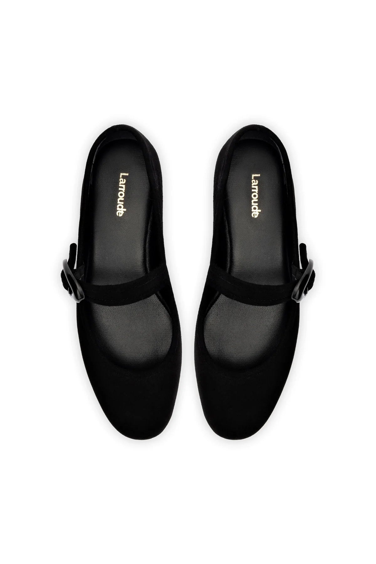 Larroude Verona Ballet Flat In Black Suede