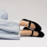 Larroude Verona Ballet Flat In Black Suede
