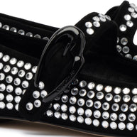 Larroude Verona Ballet Flat Crystal In Black Suede
