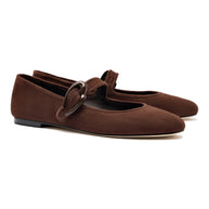 Larroude Verona Ballet Flat In Brown Suede