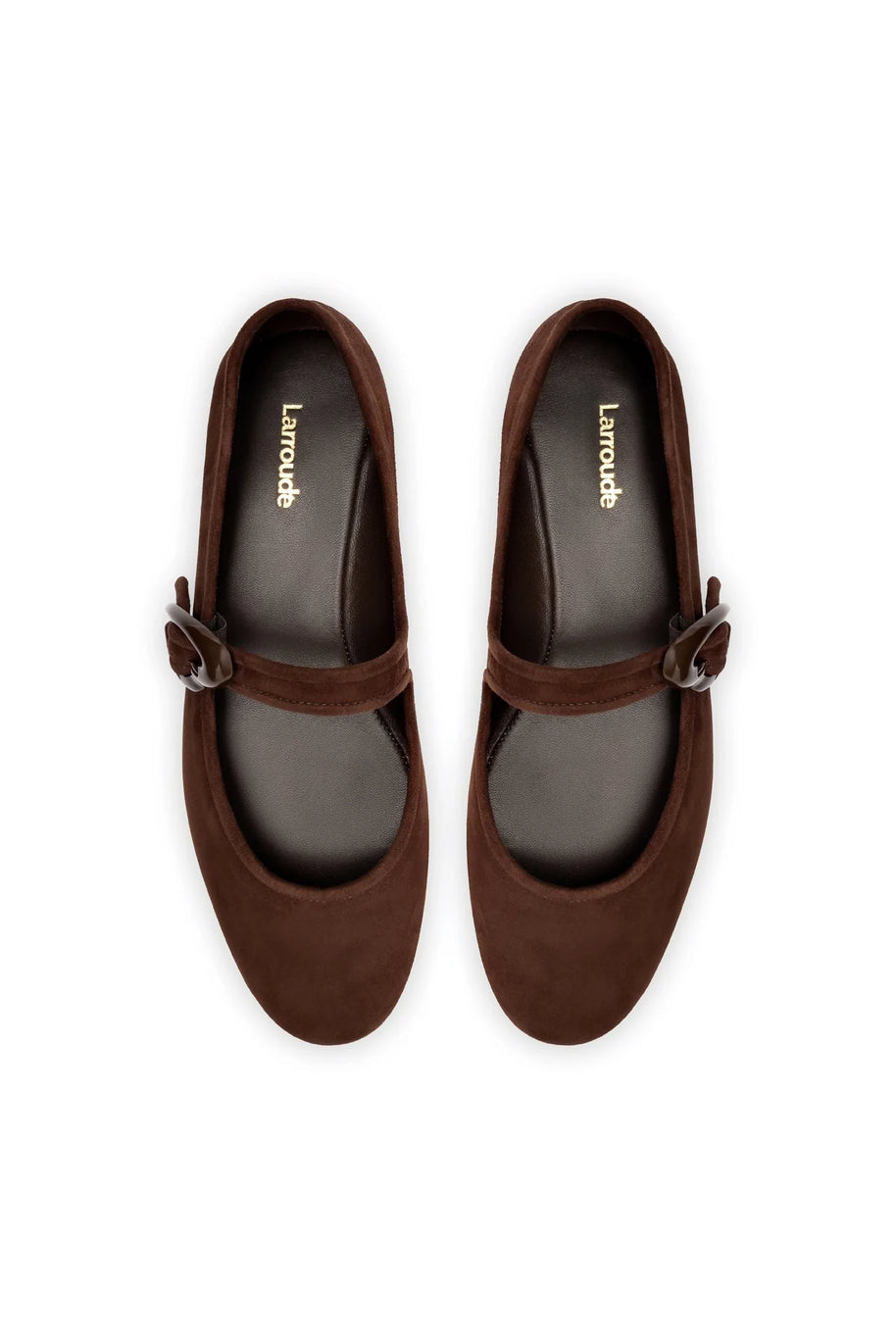 Larroude Verona Ballet Flat In Brown Suede
