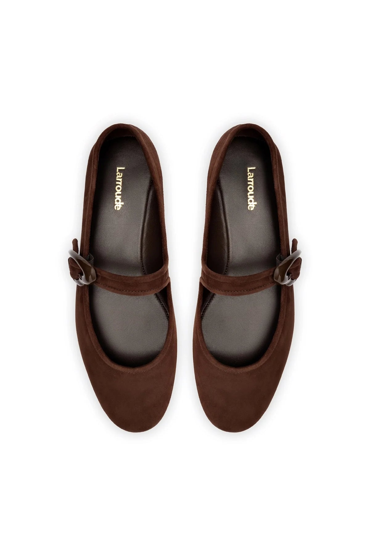 Larroude Verona Ballet Flat In Brown Suede