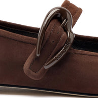 Larroude Verona Ballet Flat In Brown Suede