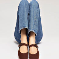 Larroude Verona Ballet Flat In Brown Suede