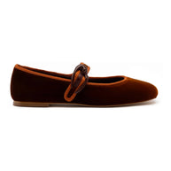 Larroude Verona Ballet Flat In Cuoio Velvet