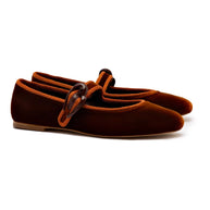 Larroude Verona Ballet Flat In Cuoio Velvet