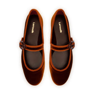 Larroude Verona Ballet Flat In Cuoio Velvet